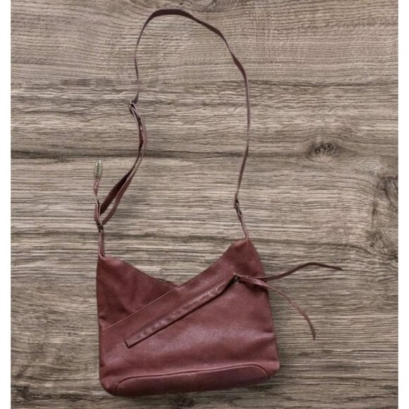 BORN Genuine Leather Purse Brown Pebbled Crossbody Shoulder Bag Hobo Retro Read - Picture 1 of 14